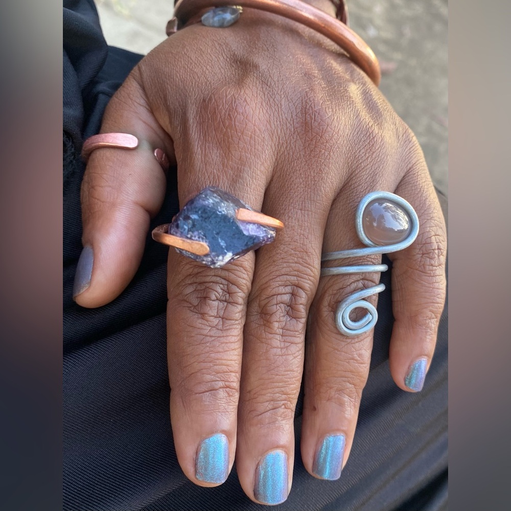 Purple Fluorite Copper Ring
